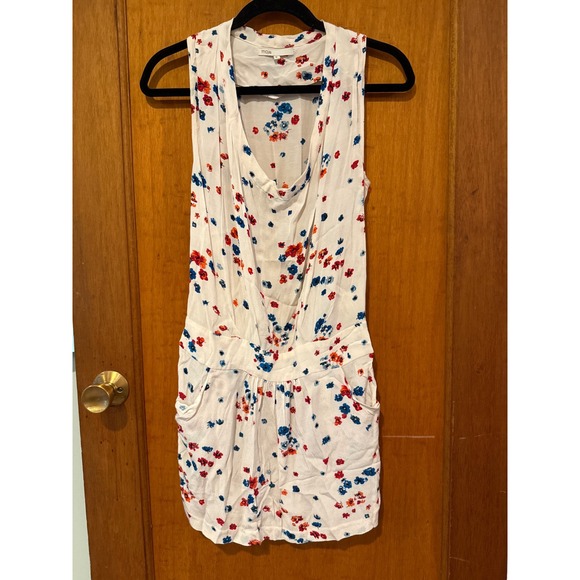 Maje Dresses & Skirts - Maje dress Small floral‎ ivory short drop waist red blue tank sleeveless